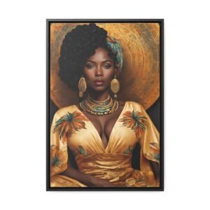Canvas Wrap Art Print, Beautiful Black Woman with Bold Jewelry and Natural Curly Hair