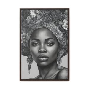 Canvas Wrap - Black and White Wall Art, Woman with Hair Wrapped in Blooming Flowers